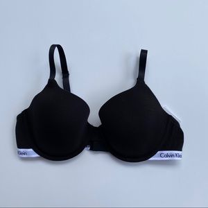 Calvin Klein Black/White Logo Cotton Bra